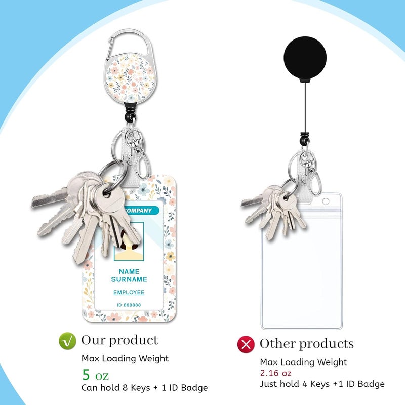 Hancynir Floral Flower Lanyards for Id Badges, Cute Badge Holder with Retractable Reel Clip, Work Name Tags Keychain Lanyard with ID Holder, Card Protector for Women Teacher Nurse Doctor Office Gifts - Image 5